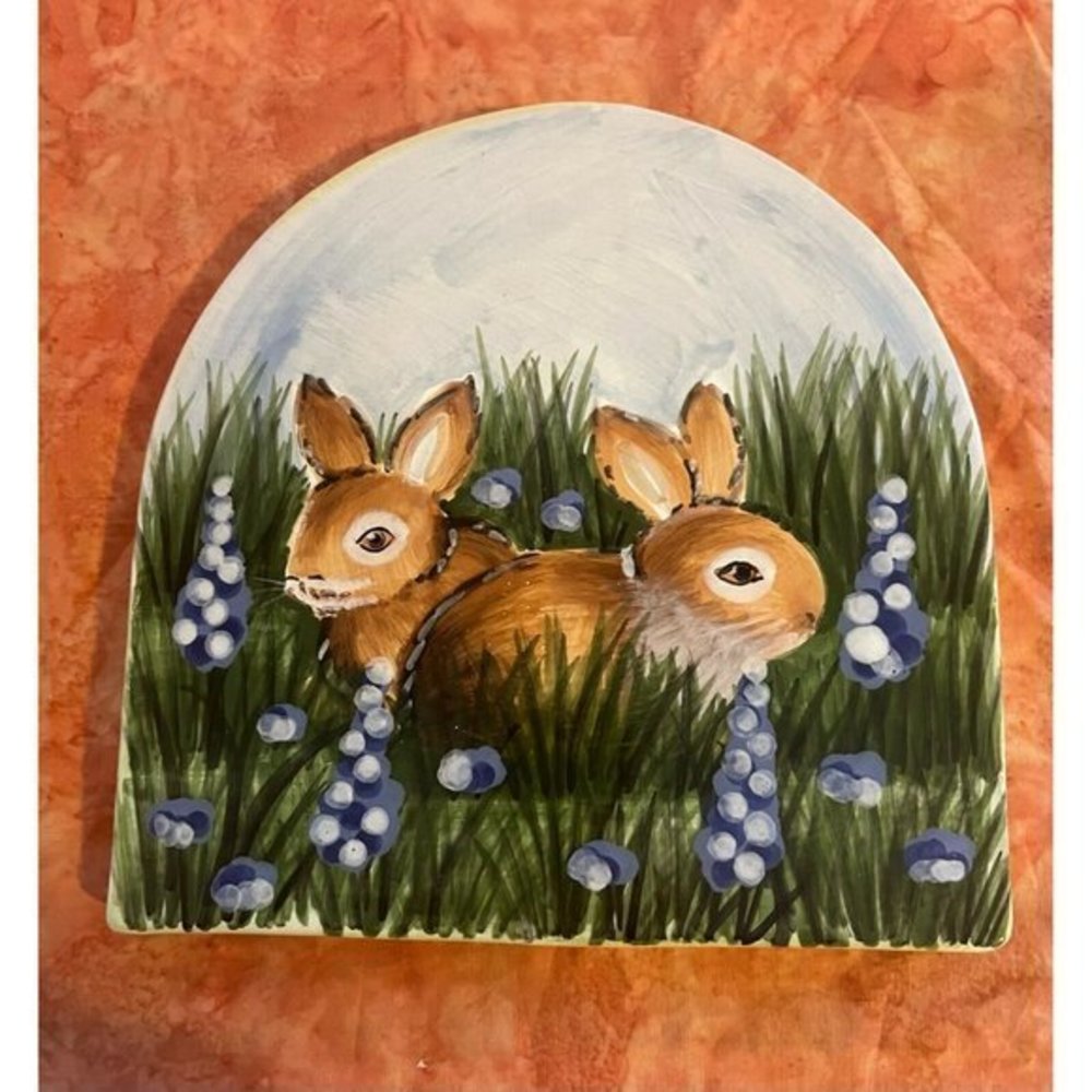 Mesa International Pottery Wall Decor with Rabbits Bunnies Hungary Signed‎